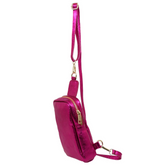 Firenze Metallic Fuchsia Leather  Sling Bag